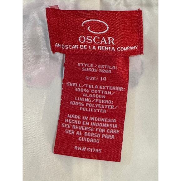 Oscar de la Renta Size 14 Wide Leg Crop Pants Cream Turquoise Floral Print Lined - Picture 6 of 7